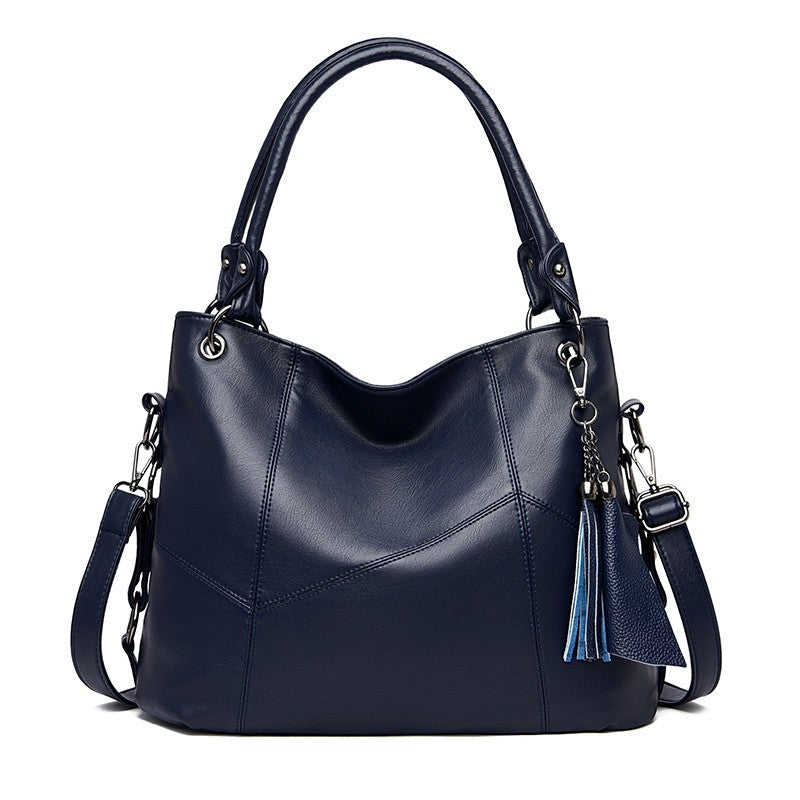 Large Capacity Middle-aged And Elderly Soft Leather Tassel Handbag