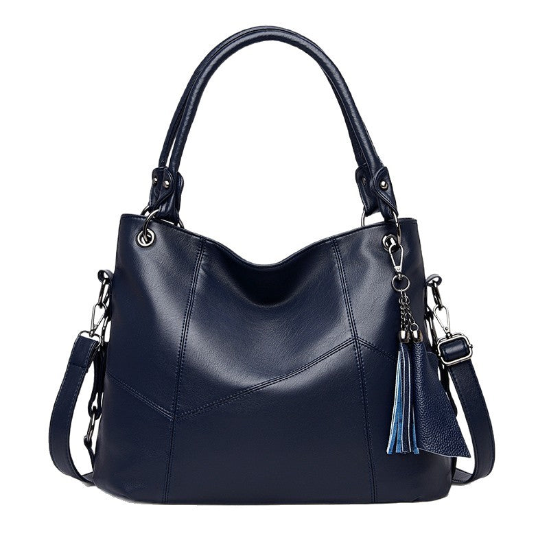 Large Capacity Middle-aged And Elderly Soft Leather Tassel Handbag
